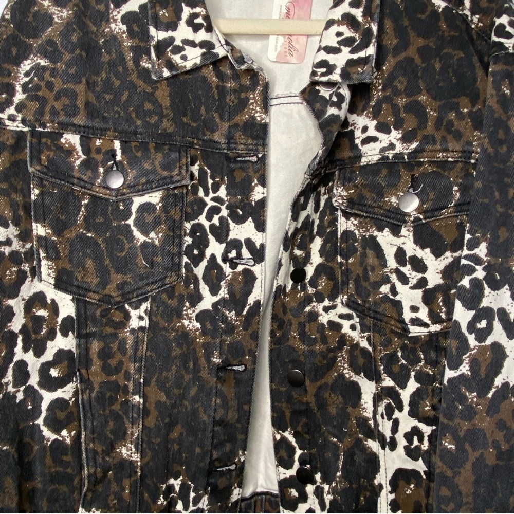 Promesa Concrete Jungle Leopard Print Denim Jacket size L NEW - Picture 7 of 14